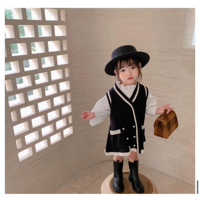 SALE❗️入学　上質なニット　パール付き　ワンピース キッズ/ベビー/マタニティのキッズ服女の子用(90cm~)(ワンピース)の商品写真