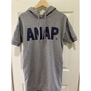 アナップ(ANAP)のANAP☆フードワンピース☆グレー(ミニワンピース)