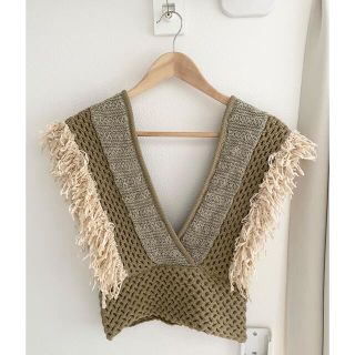 ステュディオス(STUDIOUS)のLEINWANDE  Patchwork Fringe Top(ベスト/ジレ)