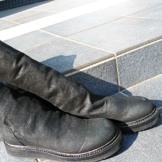 リックオウエンス(Rick Owens)のリックオウエンスレザー ストレッチショート ソック スニーカー ブーツ(スニーカー)