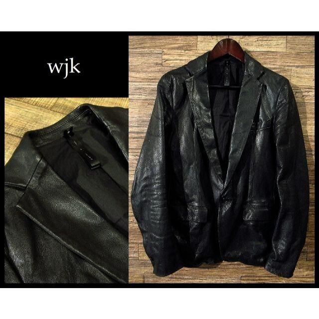 wjk(ダブルジェーケー)のはなさん様専用　定価15.5万 wjk ゴートスキン レザー ジャケット M黒 メンズのジャケット/アウター(テーラードジャケット)の商品写真
