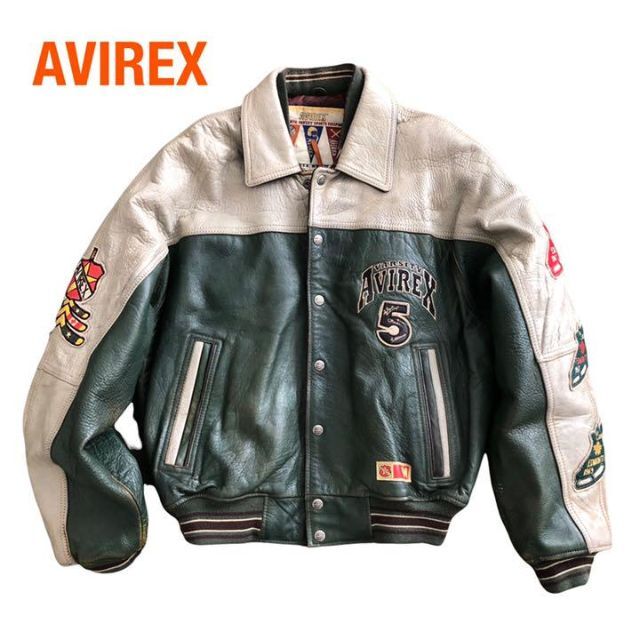 AVIREX　WILD BEARSレザースタジャン　緑グリーン　アヴィレックス | フリマアプリ ラクマ