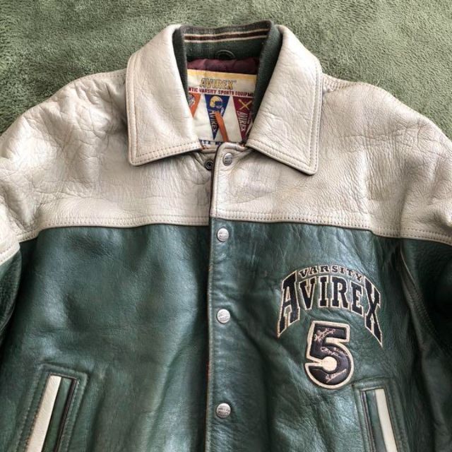 AVIREX WILD BEARSレザースタジャン 緑グリーン アヴィレックス