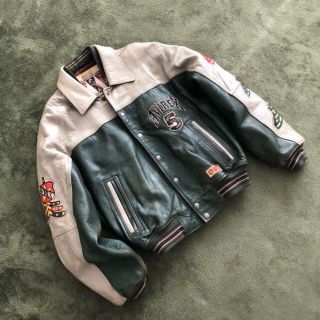 AVIREX - AVIREX WILD BEARSレザースタジャン 緑グリーン