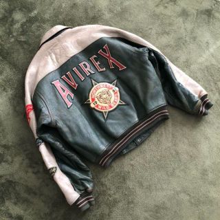 AVIREX - AVIREX WILD BEARSレザースタジャン 緑グリーン