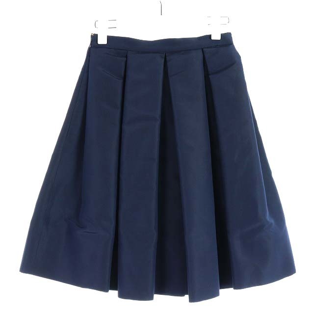 PRADA(プラダ)のプラダ PRADA プリーツスカート ひざ丈 シルク混 36 S 紺 ネイビー レディースのスカート(ひざ丈スカート)の商品写真