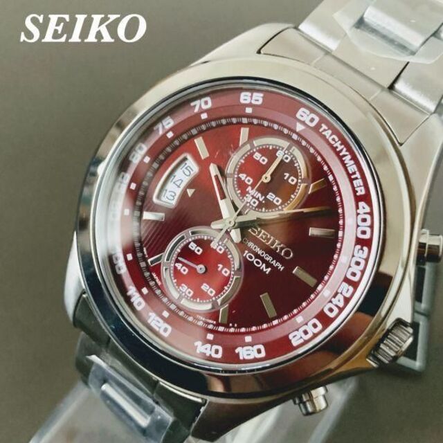 SEIKO - 【新品】SEIKO セイコー クロノグラフ カレンダー レッド