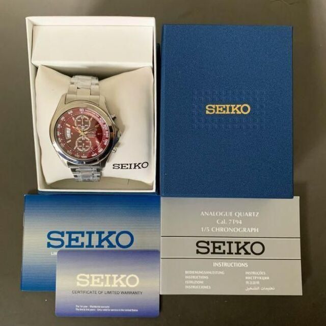 SEIKO(セイコー)の【新品】SEIKO セイコー クロノグラフ カレンダー レッド メンズ腕時計 メンズの時計(腕時計(アナログ))の商品写真