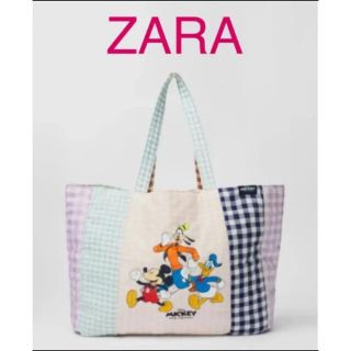 ザラ(ZARA)の新品 ZARA ザラ ディズニー ミッキー マウス トートバッグ チェック柄(トートバッグ)