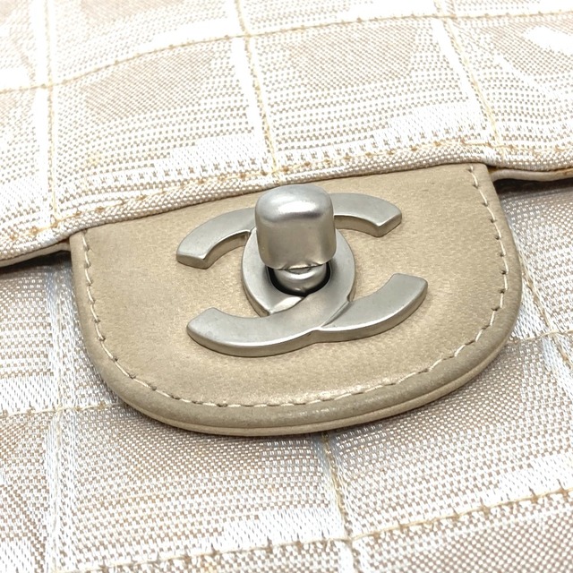 シャネル CHANEL ニュートラベルライン A15285 CC ココマーク チョコバー チェーンバッグ ショルダーバッグ レザー/ナイロンジャガード ベージュ