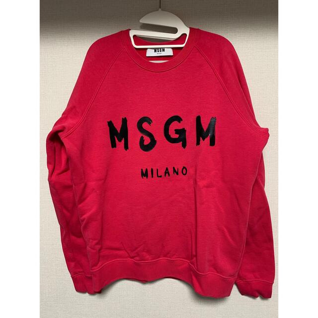 MSGM スウェット プルオーバー ペイントロゴ 裏起毛 ピンク メンズ S