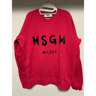 エムエスジイエム(MSGM)のMSGM スウェット プルオーバー ペイントロゴ 裏起毛 ピンク メンズ S(スウェット)