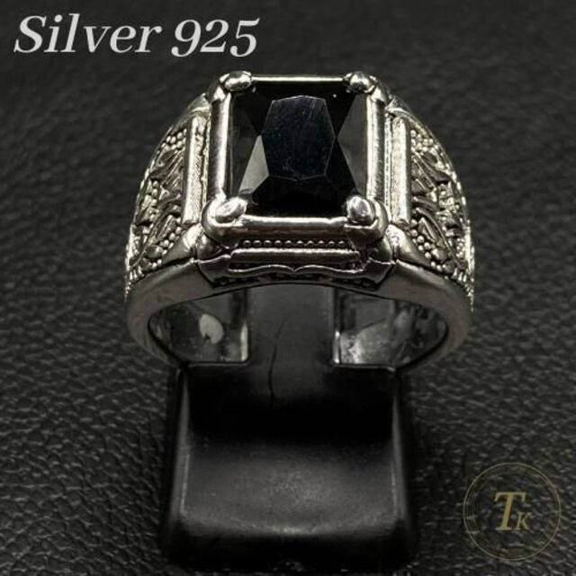 シルバーリング 925 指輪 メンズ レディース オニキス カレッジ 062G メンズのアクセサリー(リング(指輪))の商品写真