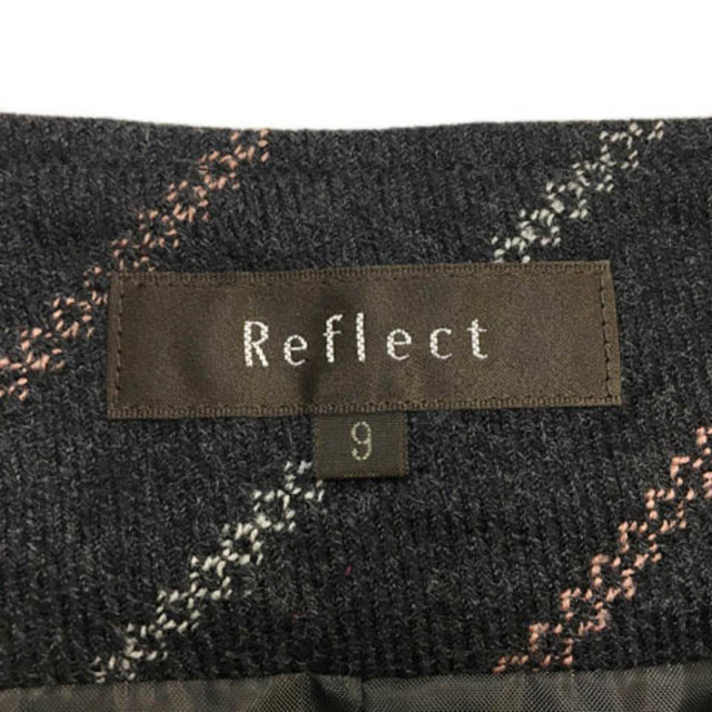 ReFLEcT(リフレクト)のリフレクト スカート プリーツ ひざ丈 ウール ボーダー 9 グレー ピンク レディースのスカート(ひざ丈スカート)の商品写真