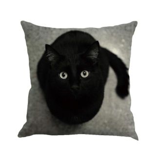 黒猫 くろねこ クッションカバー 新品未使用品 k3(クッションカバー)