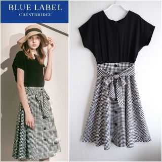 バーバリーブルーレーベル(BURBERRY BLUE LABEL)の期間限定でお値下げ【美品】ブルーレーベルクレストブリッジ　コンビワンピース(ひざ丈ワンピース)