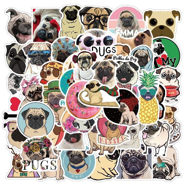 パグ ぱぐ PUG 防水ステッカー シール ５０枚セット p8 その他のペット用品(犬)の商品写真