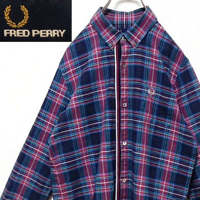 FRED PERRY(フレッドペリー)のFRED PERRY フレッドペリー 刺繍 ロゴ メンズ チェック 長袖 シャツ メンズのトップス(シャツ)の商品写真