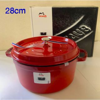 ストウブ(STAUB)の【STAUB】ストウブ ココットラウンド 28センチ　チェリー/レッド新品未使用(鍋/フライパン)