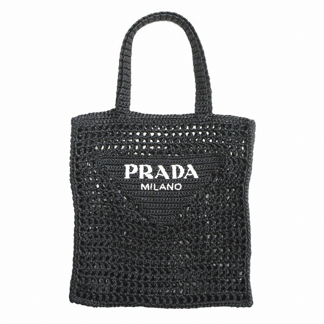 48cmヨコ21ss プラダ PRADA ラフィア トライアングル ロゴ トート ハンド バ