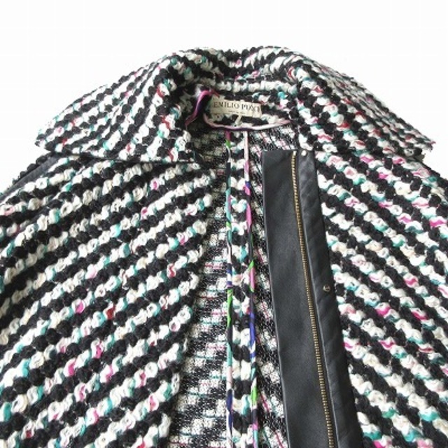 EMILIO PUCCI(エミリオプッチ)の美品 エミリオプッチ EMILIO PUCCI 切替レザー ミックス ウール コ レディースのジャケット/アウター(その他)の商品写真