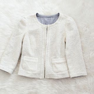 アプワイザーリッシェ ノーカラージャケット(レディース)(ブルー
