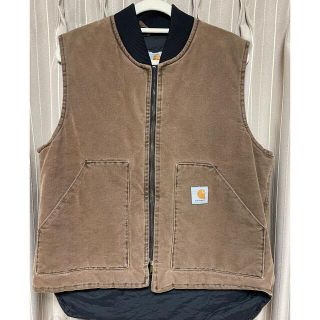 カーハート(carhartt)のCarharttワンポイントタグ ダック地ベスト ブラウン USA製 90s　(ベスト)