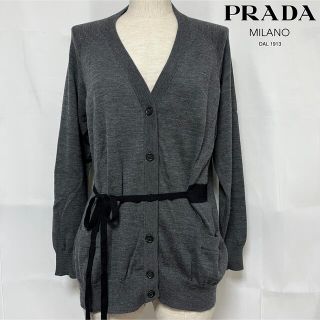 プラダ(PRADA)のPRADA プラダ ニット カーディガン　38  M グレー　レディース(カーディガン)