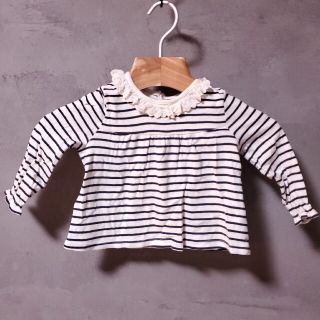 プチバトー(PETIT BATEAU)のカットソー　キッ　長袖　トッス　春　ボーダー　プチバトー　PETITBATEAU(シャツ/カットソー)