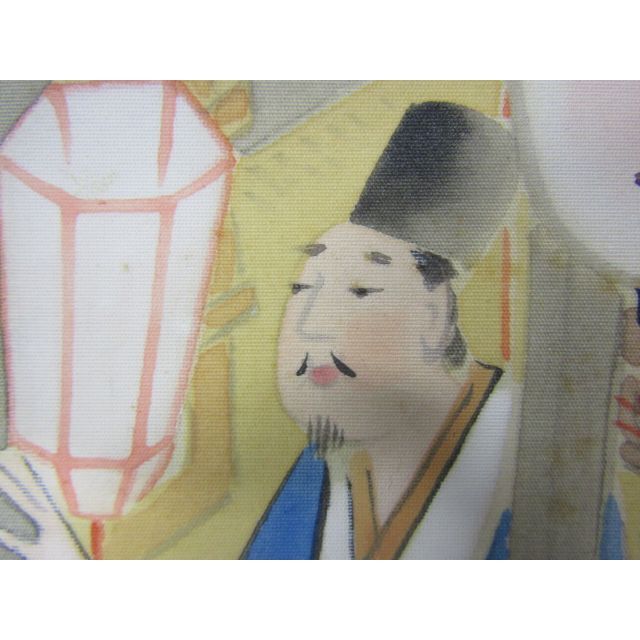掛軸 浪速之民 小野常春『秋祭』日本画 絹本 共箱付 掛け軸 K-156