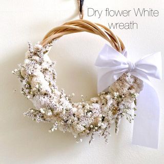 ドライフラワー　Whiteflower ハーフムーン リース(リース)