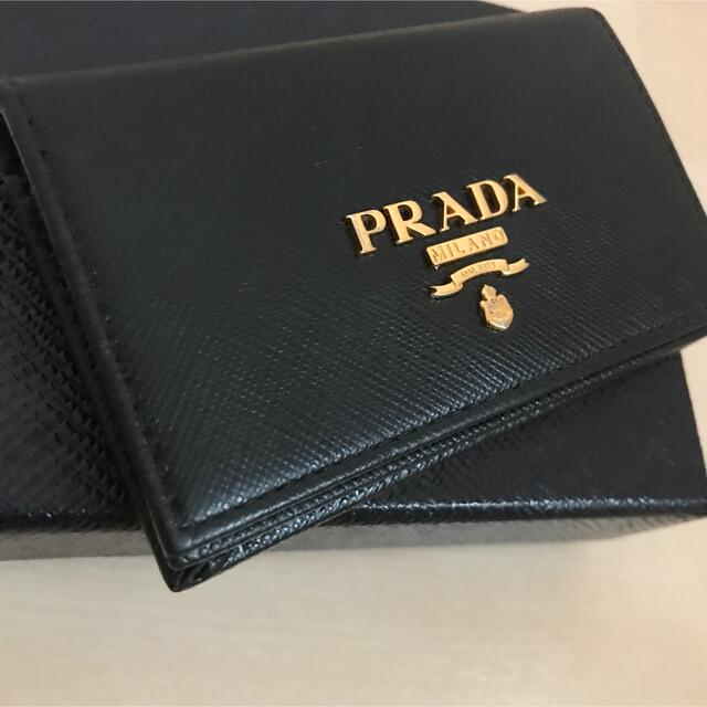 新ロゴ PRADA プラダ 名刺入れ カードケース パスケース ミニ財布 黒 正規品 16750円