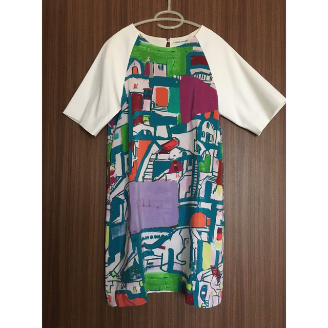 TSUMORI CHISATO ワンピース シルク ウール スワン 白鳥 総柄