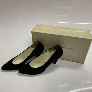 ランバン(LANVIN)のLANVIN ランバン　スウェード　パンプス　ブラック　24.5 　r078(ハイヒール/パンプス)