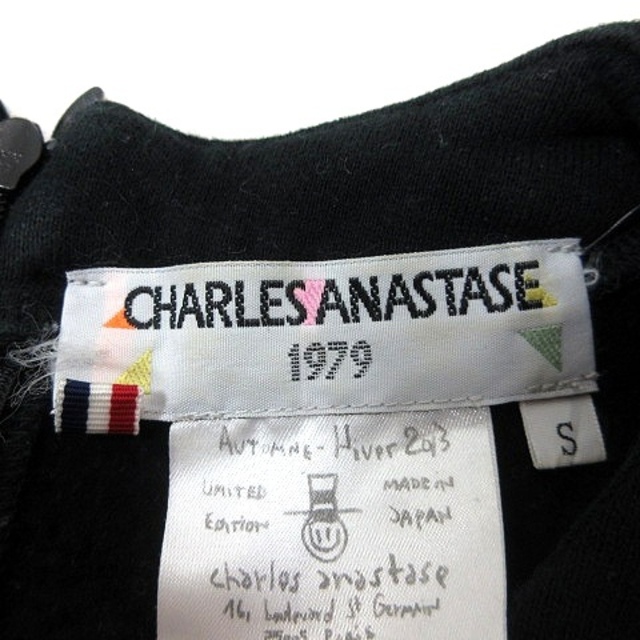 Charles Anastase(シャルルアナスタス)のシャルルアナスタス ワンピース ミニ 半袖 裏起毛 S 黒 ブラック レディースのワンピース(ミニワンピース)の商品写真