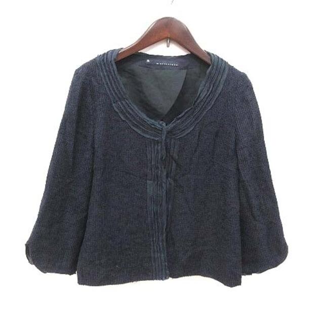 マルティニーク ノーカラージャケット ニット 七分袖 切替 シフォン
