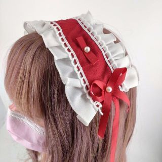 レッド ヘッドドレス ロリータ 姫 コスプレ メイド リボン(カチューシャ)