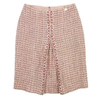 CHANELシャネル ココマークプレート ラメ織り込みツイード スカート