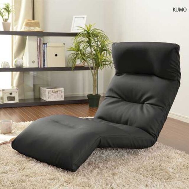 日本製座椅子　リクライニングチェアー　合成皮革　ブラック色 インテリア/住まい/日用品の椅子/チェア(座椅子)の商品写真