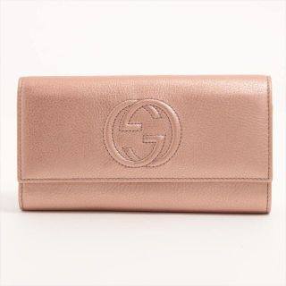 2021年最新入荷 未使用品 GUCCI 長財布 レザー ピンク 458 長財布