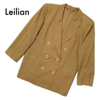 レリアン(leilian)のレリアン ダブルテーラードジャケット キャメル 9号 ゆったり フランス高級生地(テーラードジャケット)
