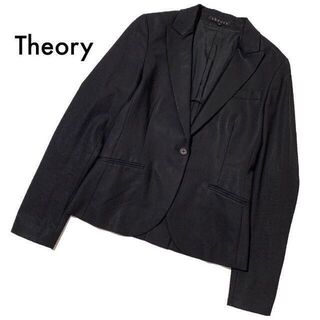 セオリー(theory)のtheoryセオリー 長袖テーラードジャケット シンプル 黒 古着 2 M 薄手(テーラードジャケット)