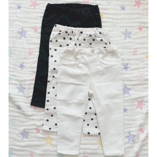 エイチアンドエム(H&M)の☆美品☆H&M☆コットンパンツ3本セット☆ホワイト/ドット/ブラック☆(パンツ)