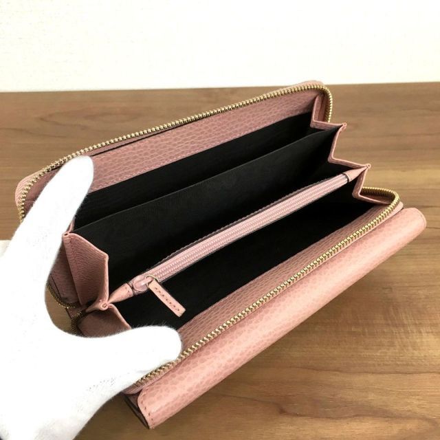 未使用品 GUCCI 長財布 レザー ピンク 458