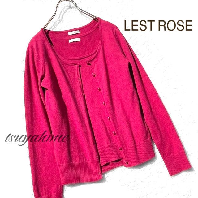L'EST ROSE(レストローズ)のカシミヤ アンサンブル ニット セーター カーディガン ツイン ピンク 薔薇 毛 レディースのトップス(アンサンブル)の商品写真