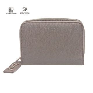 サンローラン／YVES SAINT LAURENT 財布 ウォレット レディース 女性 女性用レザー 革 本革 グレー 灰色  459784 Tiny Wallet タイニーウォレット コンパクトウォレット ユニセックス 男女兼用 三つ折り 小銭入れあり