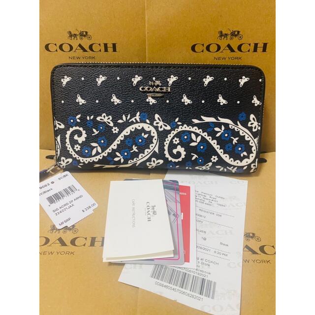 ファッション小物ラスト1点⭐️COACH 長財布 ペイズリー バタフライ バンダナ柄