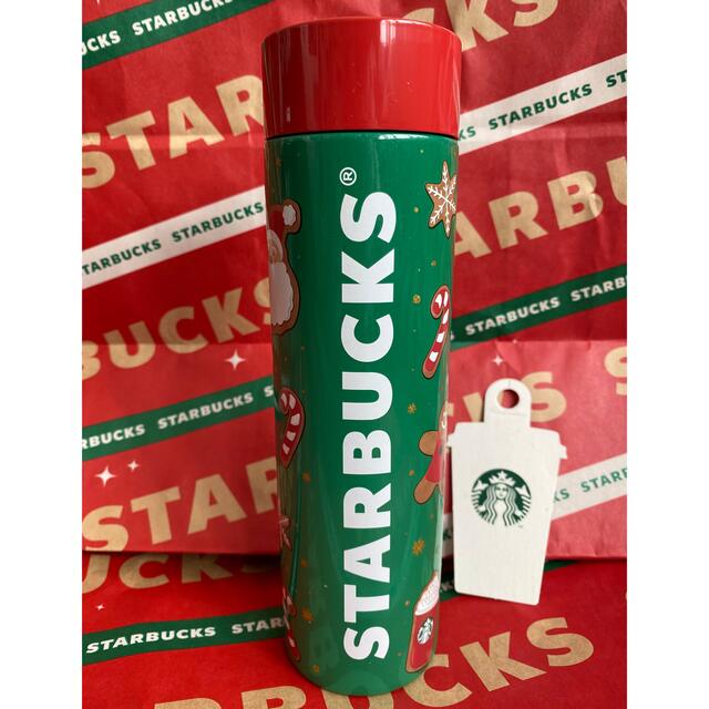 Starbucks Coffee(スターバックスコーヒー)のホリデー2021ステンレスボトルグリーン350ml スタバ　タンブラー　ボトル インテリア/住まい/日用品のキッチン/食器(タンブラー)の商品写真