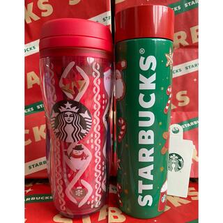 スターバックスコーヒー(Starbucks Coffee)のホリデー2021ステンレスボトルグリーン350ml スタバ　タンブラー　ボトル(タンブラー)
