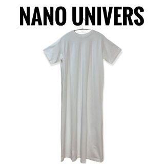 ナノユニバース(nano・universe)のナノユニバース クルーネックワンピース 36 半袖Tシャツ 白 アンチソーキッド(ロングワンピース/マキシワンピース)